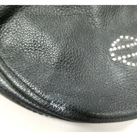 Harley-Davidson Black Debossed Willie G Skull Leather Cap Sz Small Bedazzled - Picture 11 of 11